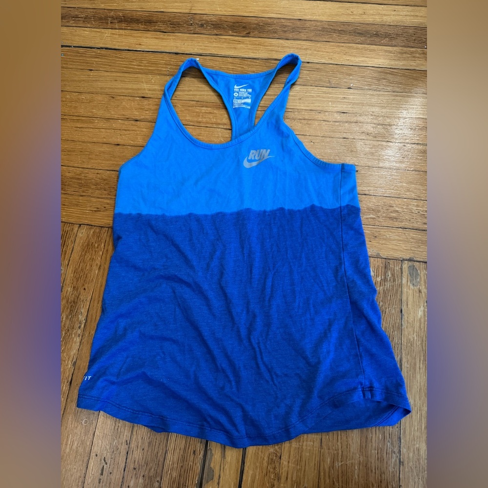Nike Women's Dri-FIT running racerback tank top in a two-tone